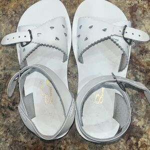 Saltwater Sun-Sans Girls Sandals Sweethearts Cutout Hearts White Size 11